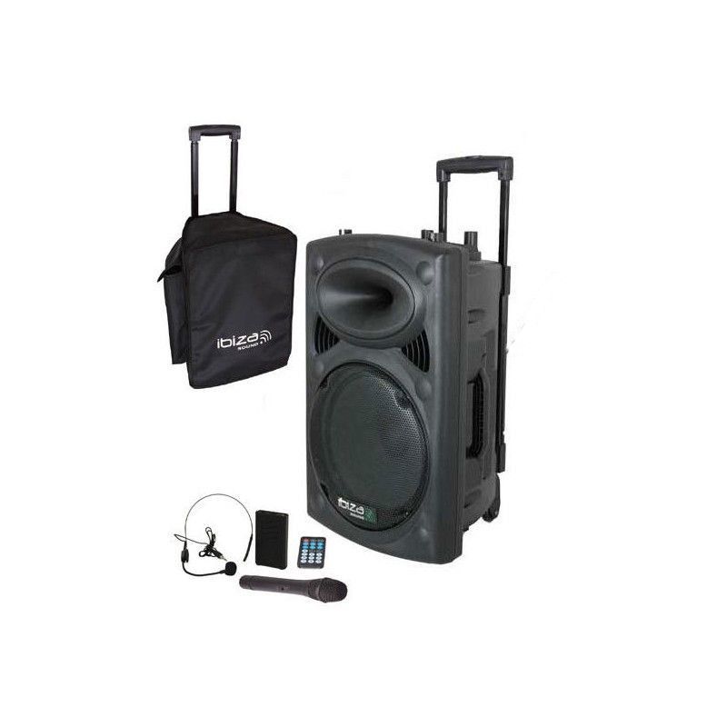 Ibiza Sound PORT 12 UHF BT MKII - Altavoz Portatil con Bateria y Microfonia  UHF Inalambrica 700w