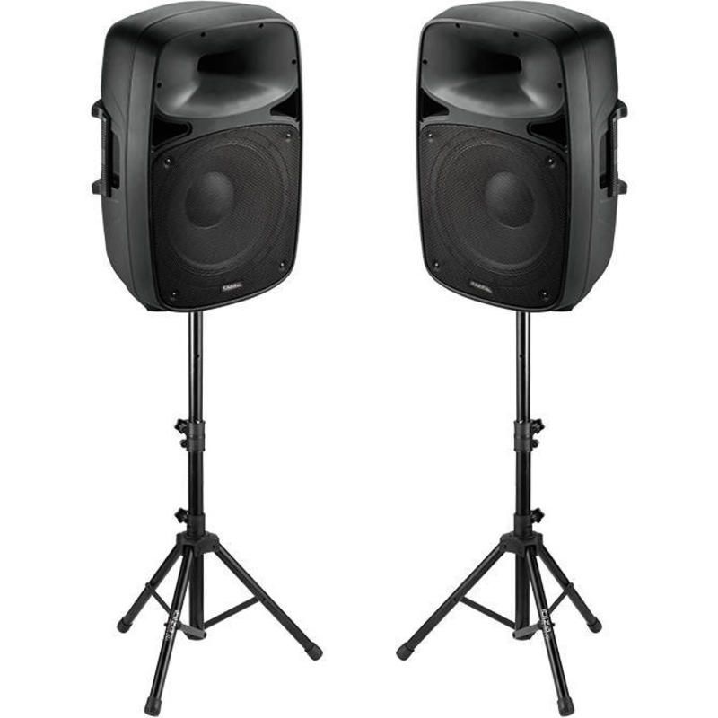 CONJUNTO DE SONIDO BI-AMPLIFICADO 1400WMAX IBIZA - SUBWOOFER + 2 ALTAVOCES