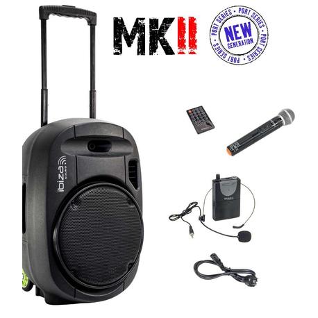 IBIZA SOUND PORT15VHF-MKII ALTAVOZ PORTATIL A BATERIAS USB/SD/BLUETOOTH/2xVHF MICS