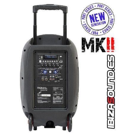 IBIZA SOUND PORT12UHF-MKII ALTAVOZ PORTATIL A BATERIAS USB/SD/BLUETOOTH/FM/2xUHF MICS